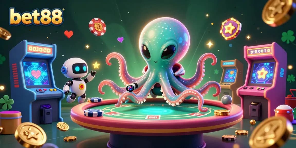 Experience thrilling wins with bet88 in this vibrant alien casino scene full of excitement.
