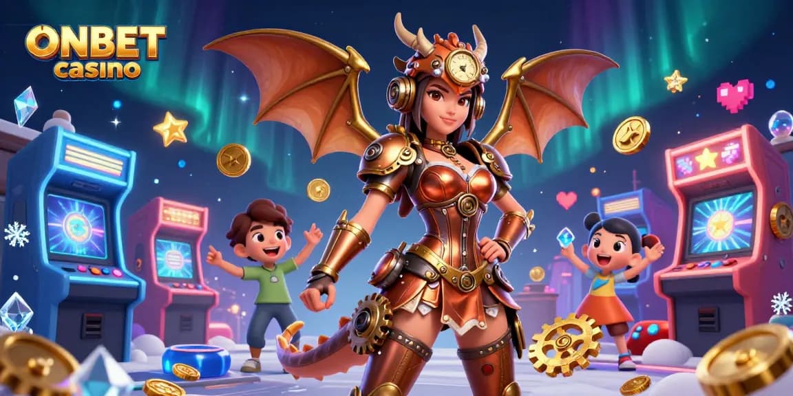 Experience the thrill of ONBET casino gaming with vibrant characters and dynamic elements.