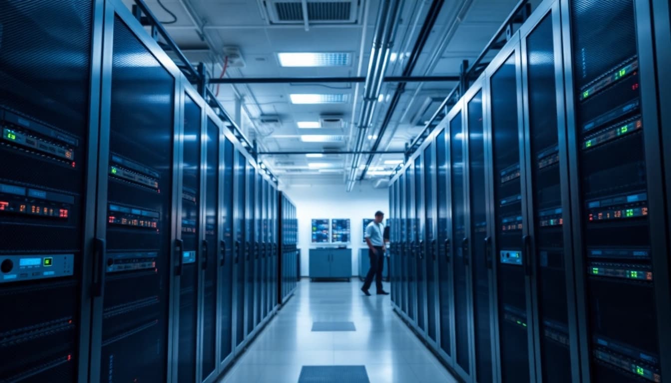 Secure server setup for adult website hosting with advanced technology and professional ambiance.