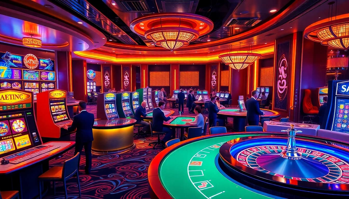 Experience the thrill of NA777 with dynamic casino action featuring professional dealers and vibrant gaming elements.