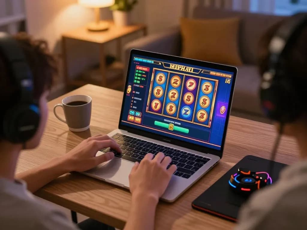 Engaging in online slot games at home, experiencing excitement with viral88 gaming