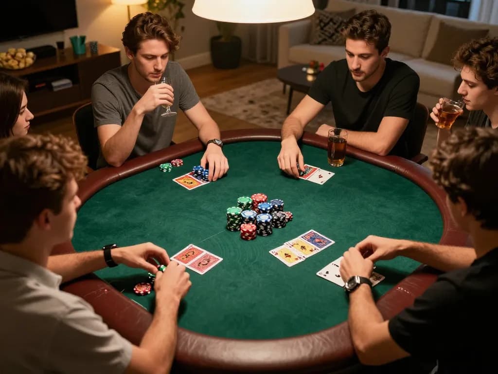 Engaged players enjoying a poker night with ทางเข้า m102 featured prominently in their strategies.