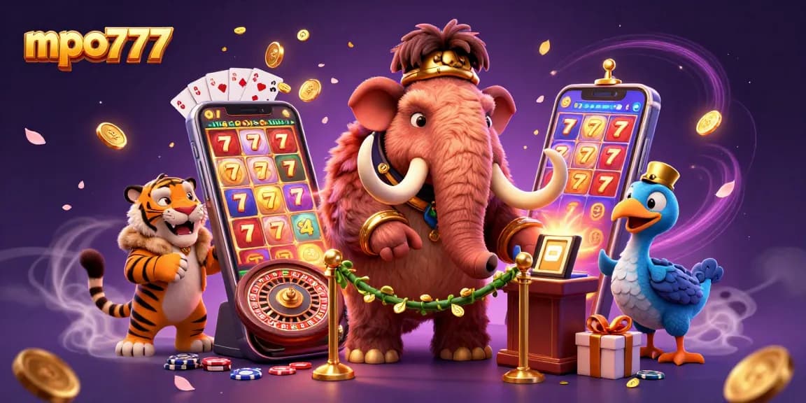 Join the fun at mpo777 with a cozy scene of a woolly mammoth bouncer and saber-tooth tiger VIP.