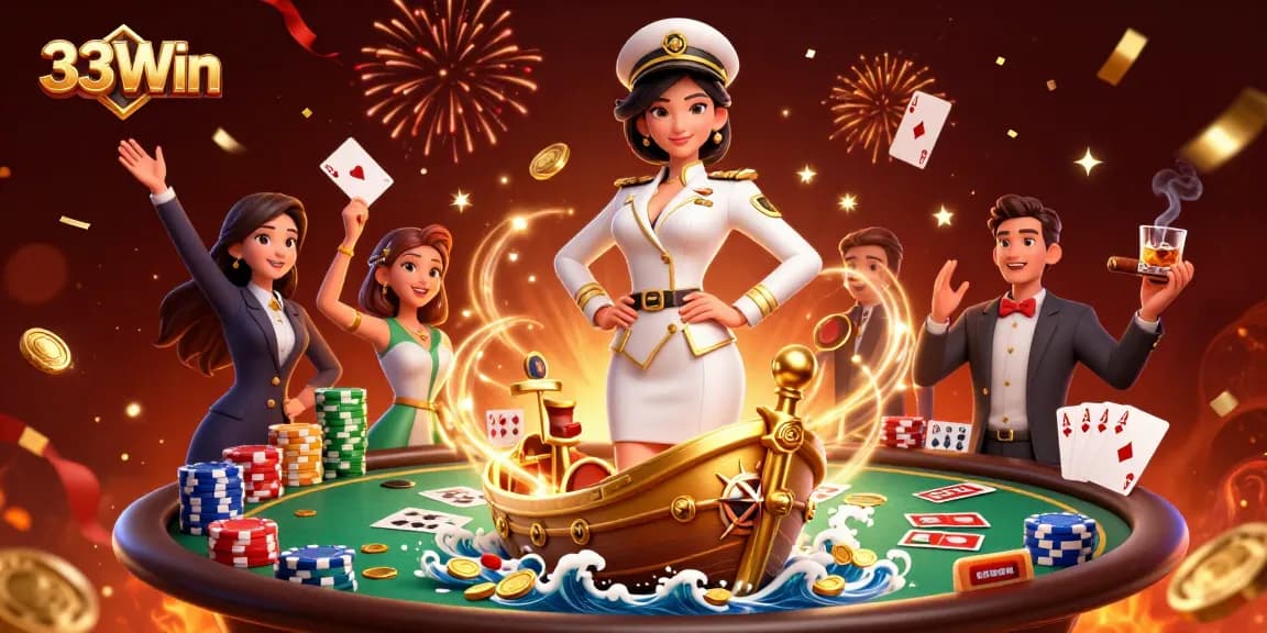 Engage with 33Win gaming excitement featuring vibrant casino elements and energetic visuals.
