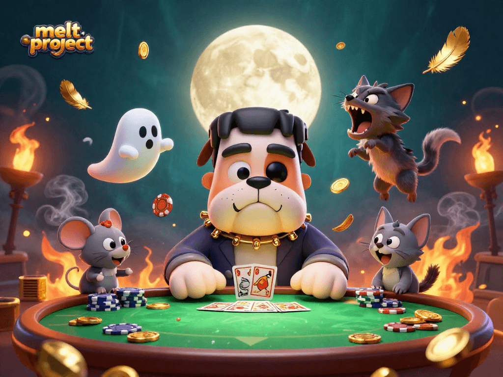 Join the excitement at melt-project with a lively online casino scene featuring engaging characters.