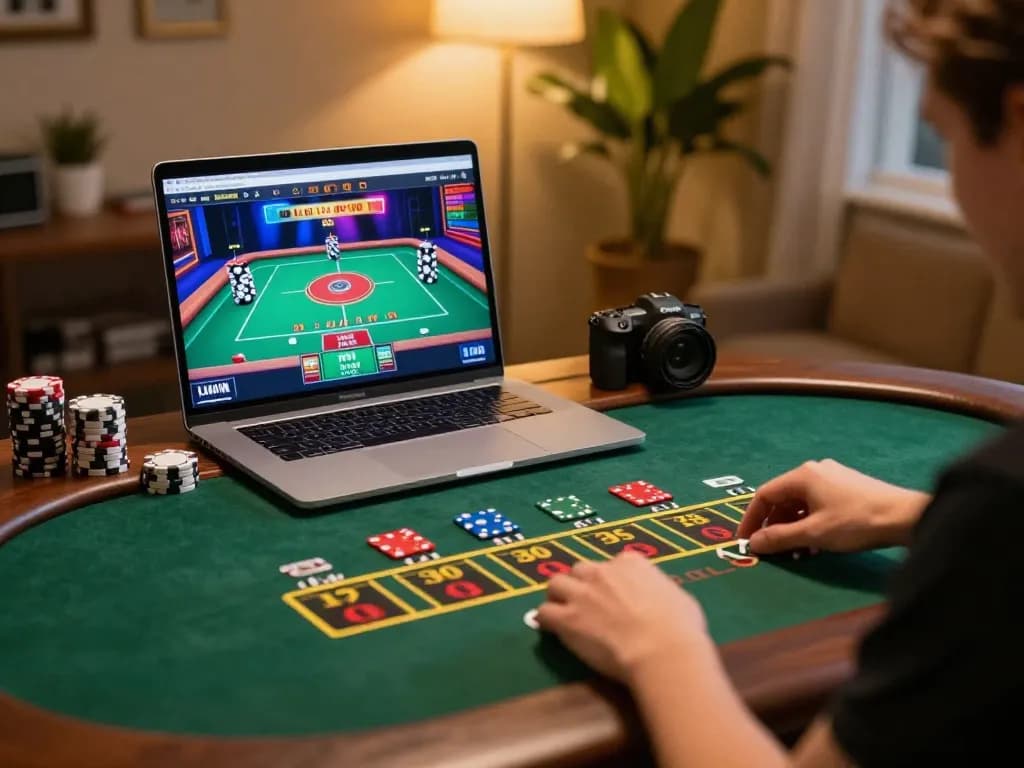Player enjoying an exciting black jack game on a laptop with the inkingrey interface, highlighting engaging online casino gameplay.