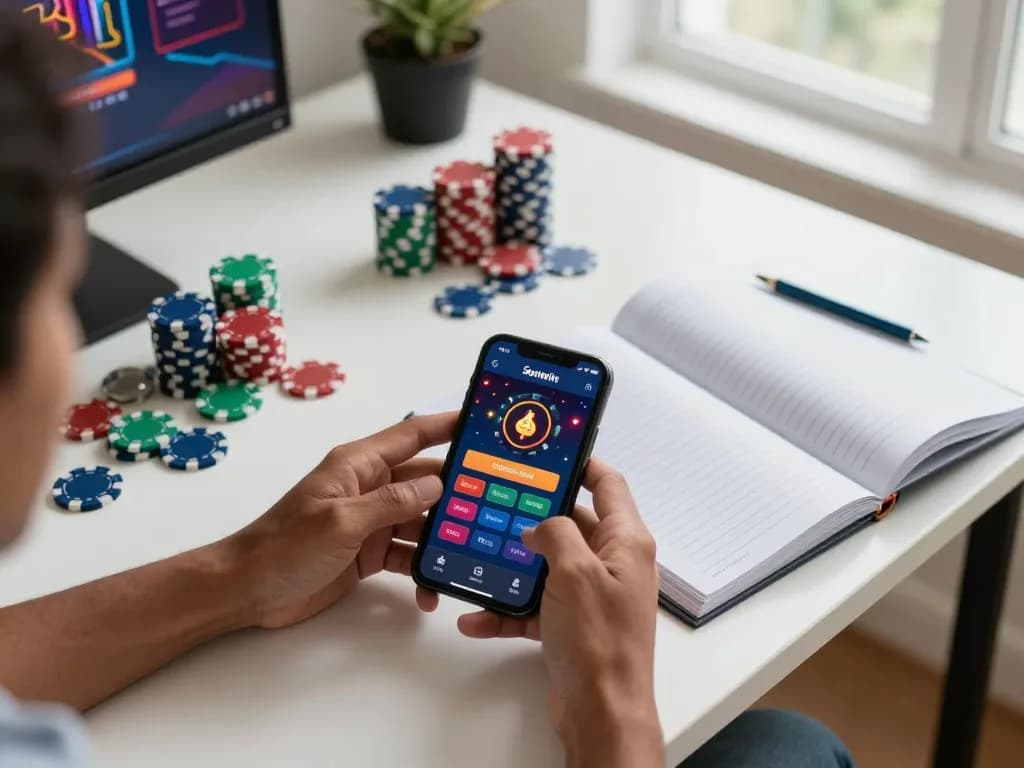Playing on the Sunwin app while tracking strategy notes, enhancing online gaming experience.