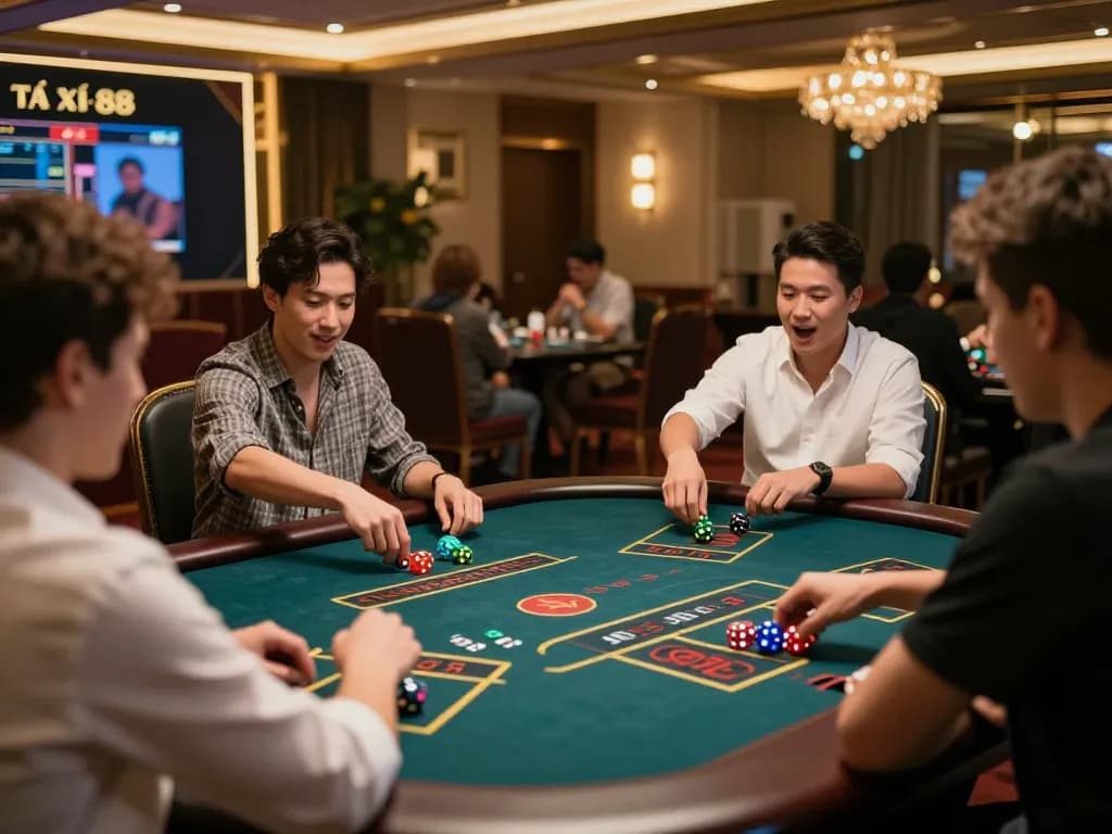 Tài xỉu go88 game showcasing excitement with players engaging in real-time online betting