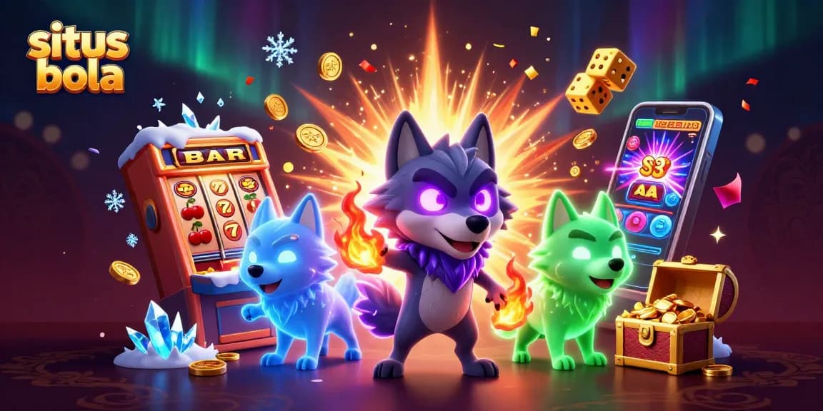 Experience thrilling gameplay at situs bola with dynamic scenes featuring ghostly wolves and a slot machine jackpot.