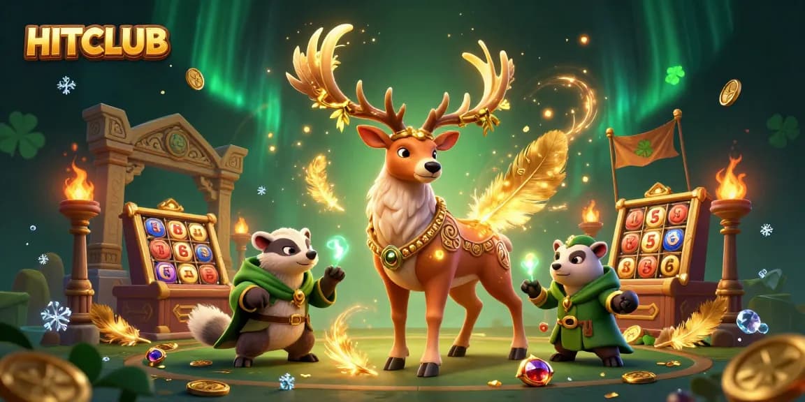 Experience the excitement of HITCLUB with dynamic slots and glowing game elements in a thrilling 3D illustration.