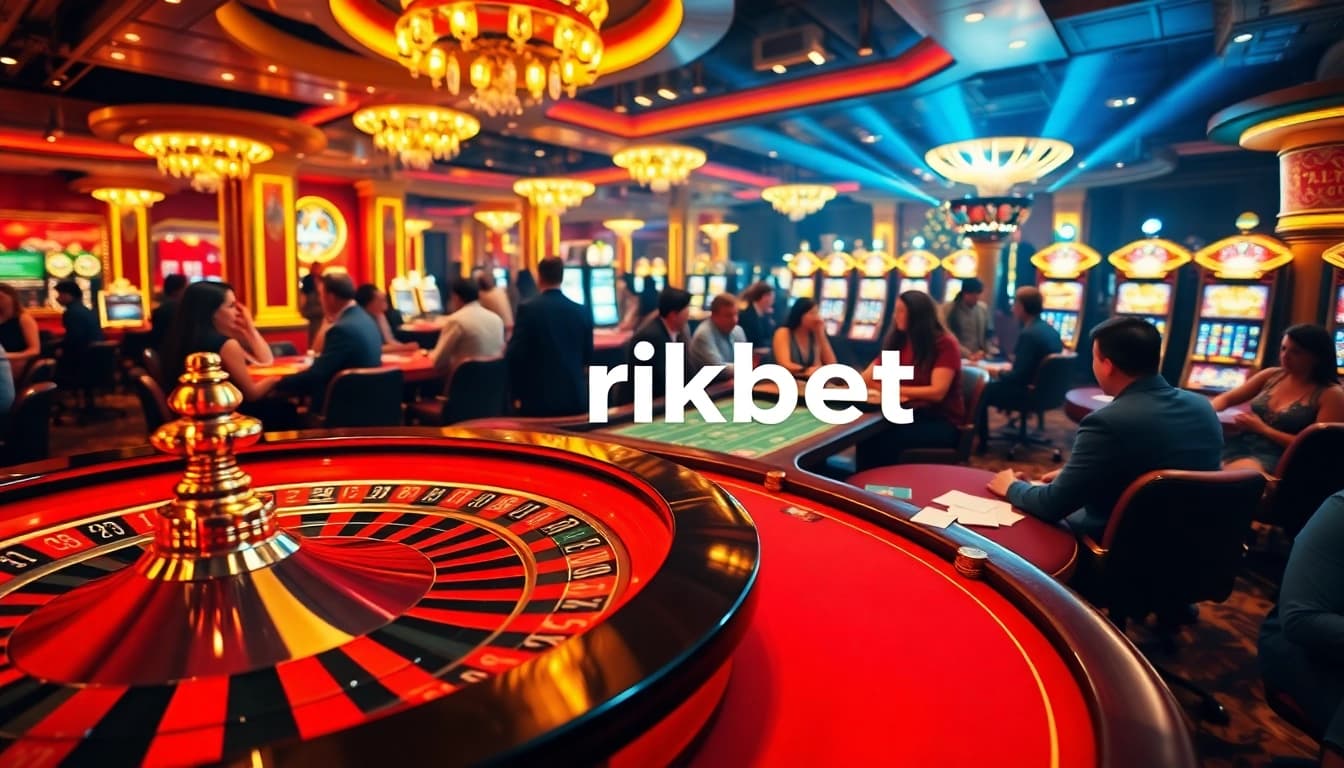 Experience the thrill of rikbet with vibrant casino tables filled with poker chips and cards.