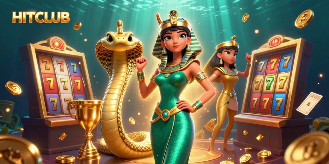 Experience HITCLUB with thrilling slots and jackpot winnings in vibrant 3D casino illustration.
