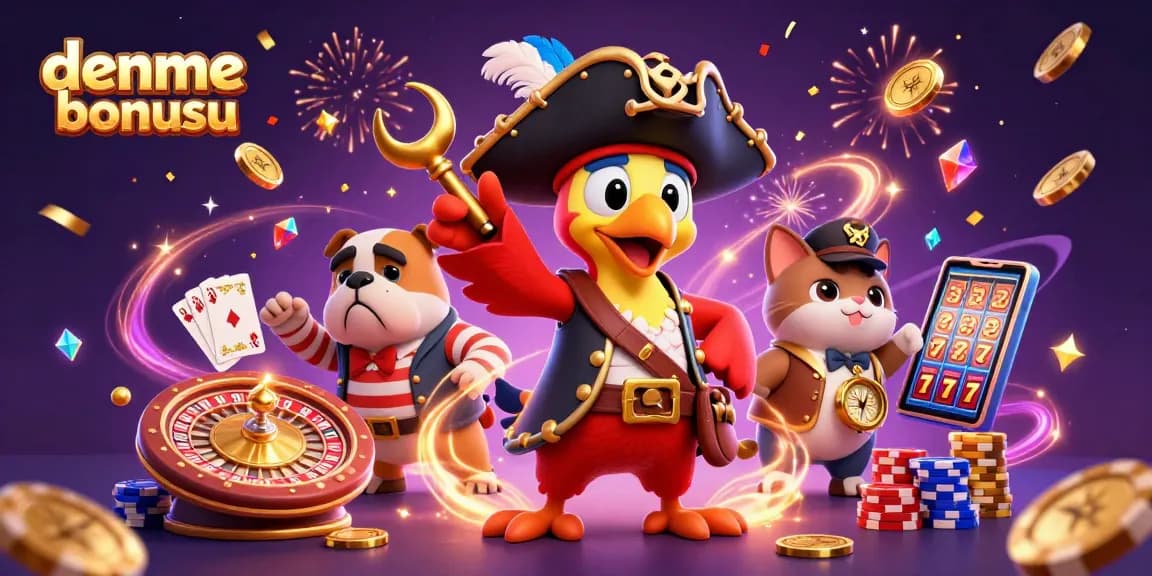 Experience deneme bonusu excitement with a vibrant 3D pirate-themed casino illustration.