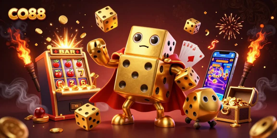 Explore exciting games at CO88 with vibrant casino elements and dynamic characters.