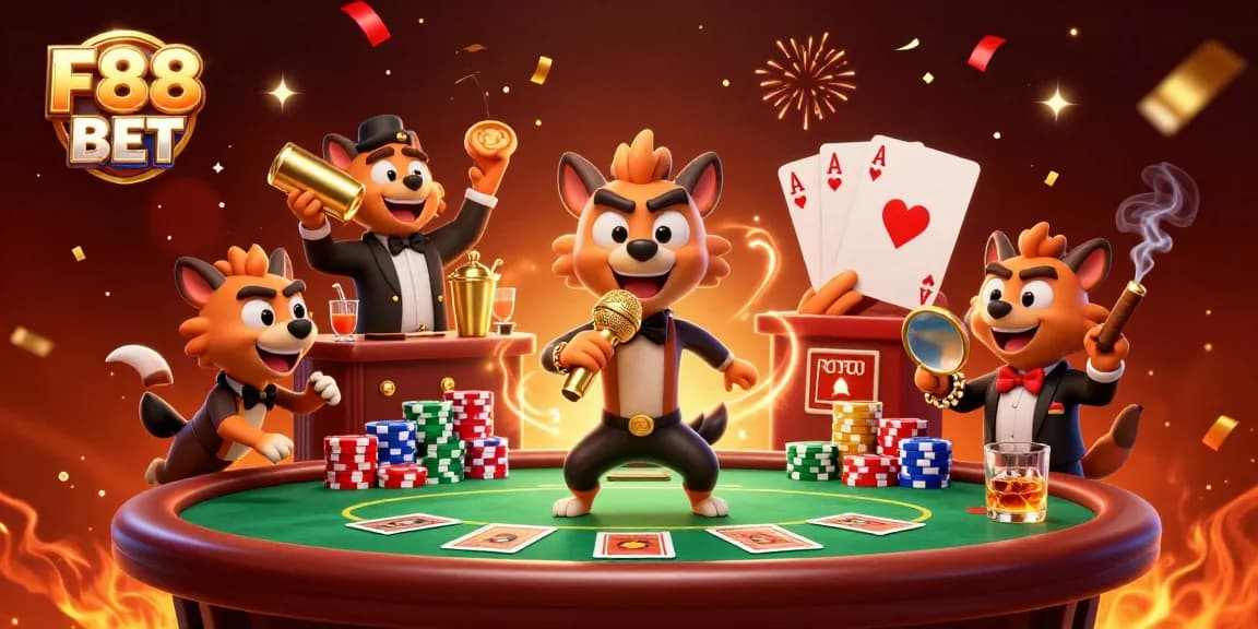 Experience the vibrant atmosphere of F88 BET with lively hyenas at a comedy casino.