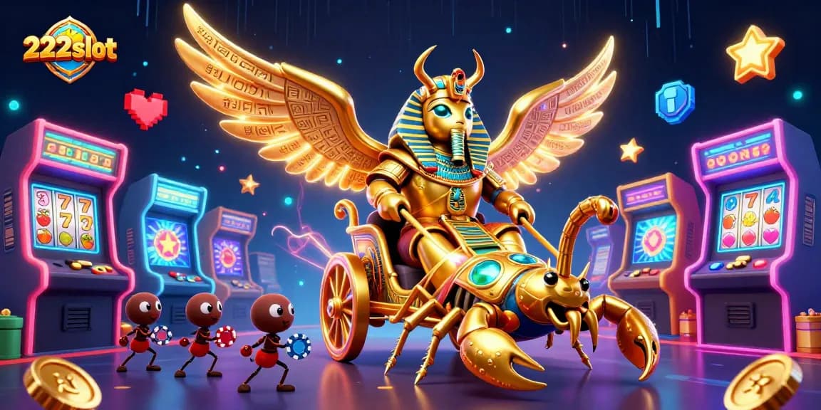 Putaran slot 222slot dengan simbol keberuntungan dalam ilustrasi kasino yang menarik