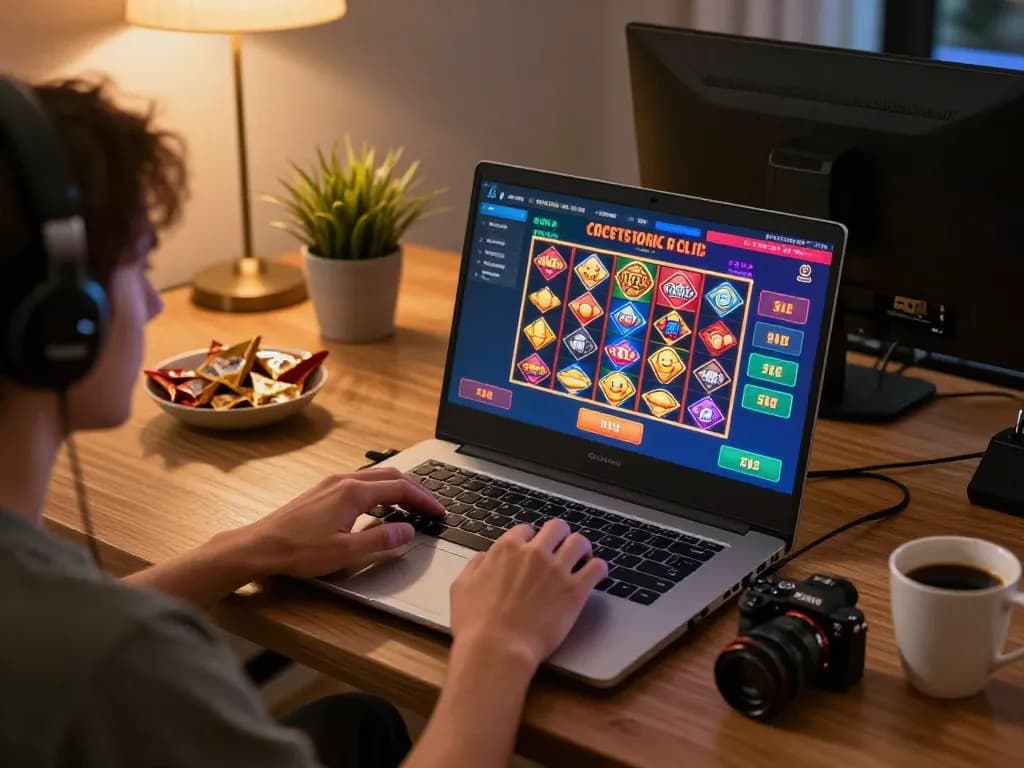 Engaging gameplay on PGSLOT shown on a laptop screen in a cozy home gaming setup.
