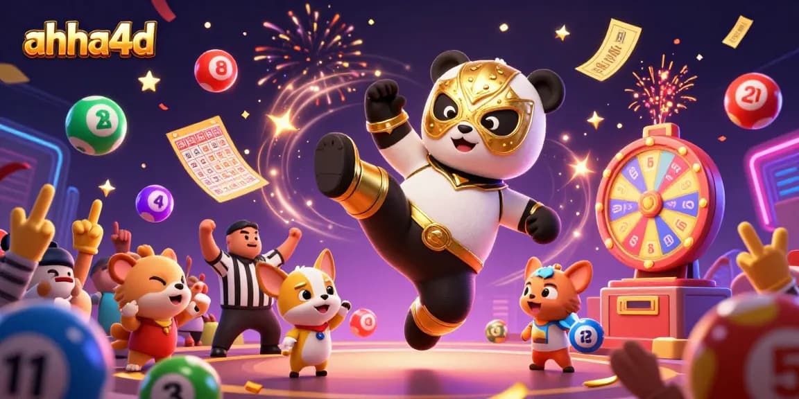 Kesenangan bertaruh di ahha4d saat panda penggulat terbang memberikan tendangan, memikat penonton.