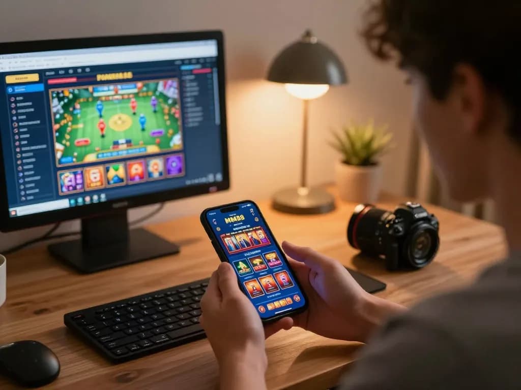 Engaging with the Nhà cái MM88 mobile app for strategic online gaming in a cozy home setting.