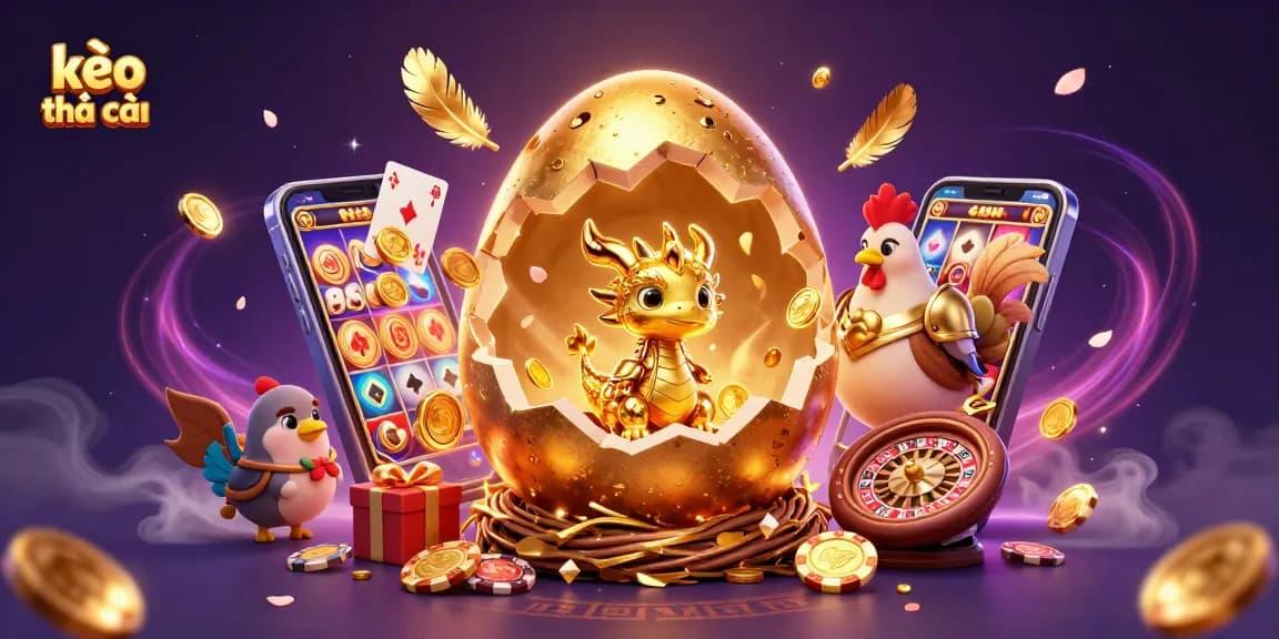 Engage with kèo nhà cái in a vibrant 3D illustration featuring a golden dragon on poker chips and slot games.