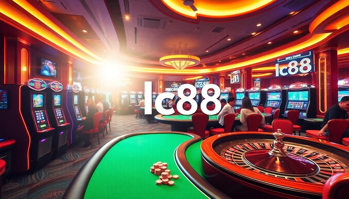 Players enjoying thrilling casino games at LC88, showcasing excitement and luxurious atmosphere.