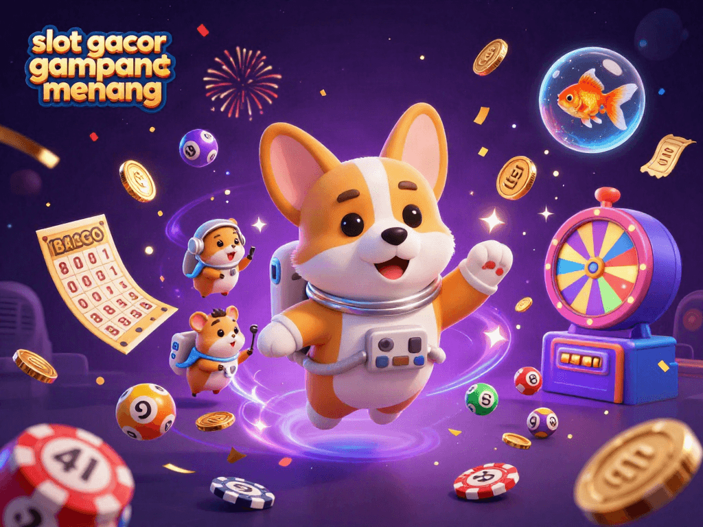 Engage with slot gacor gampang menang in a dynamic space casino scene featuring playful characters and vibrant gaming elements.