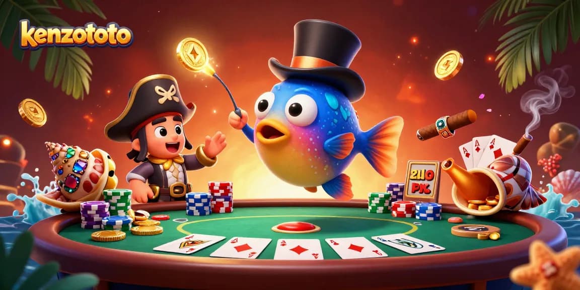 Engage with kenzototo's vibrant casino atmosphere featuring treasures and poker action.