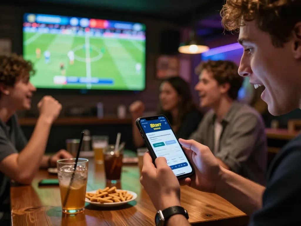 Active user placing bets on the 8xbet app during a thrilling live sports event