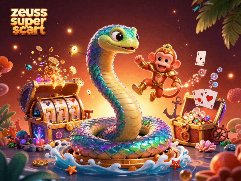 Experience the excitement of zeus super scatter with vibrant slots, golden treasures, and magical elements!