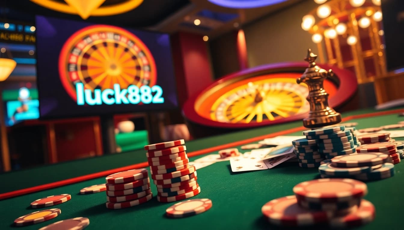Experience thrilling games at https://luck882.co.com/ featuring vibrant gambling tables and exciting bets.