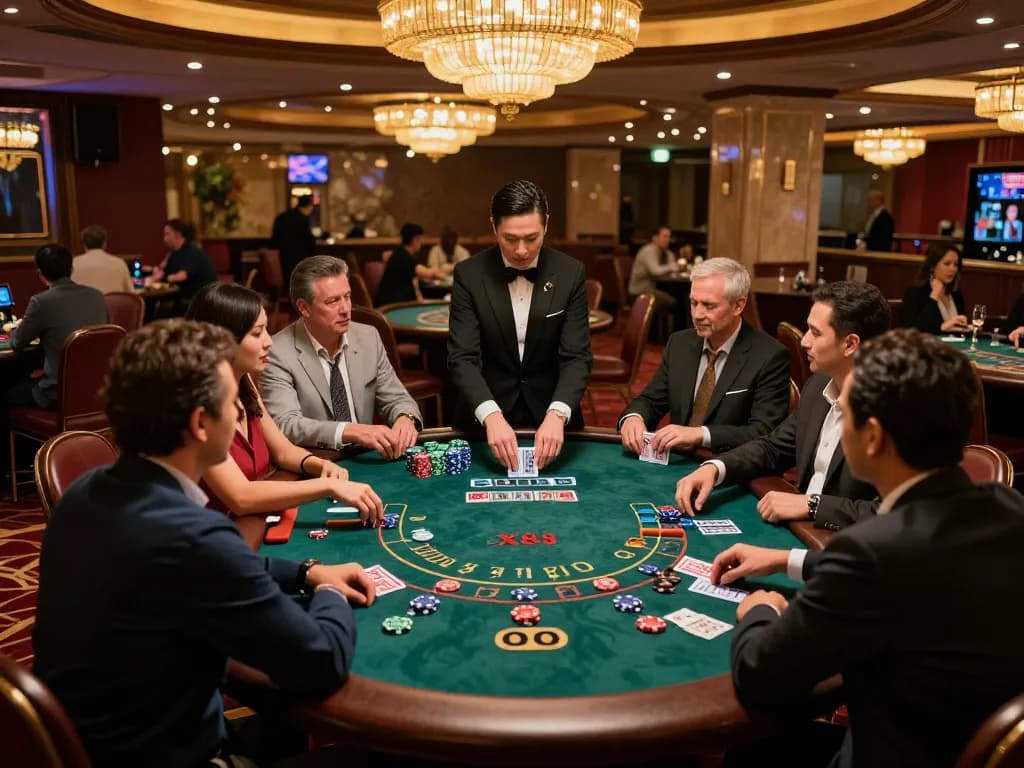 A dynamic blackjack scene at XX88 Casino with players placing strategic bets and engaging in exciting gameplay.