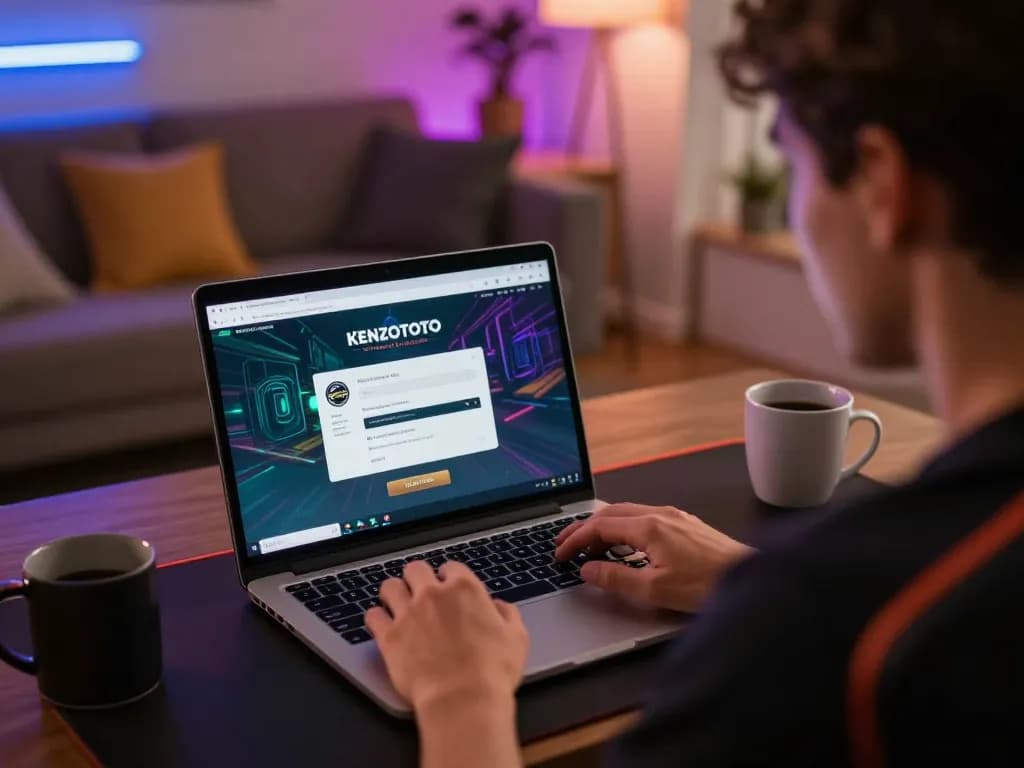 Terlibat dengan login KENZOTOTO di laptop Anda dalam pengaturan permainan rumah yang nyaman dan bergaya.