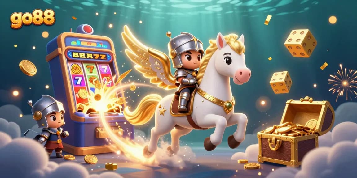 Engage in thrilling adventures at go88 with a fantasy-themed 3D gaming illustration showcasing slot action.