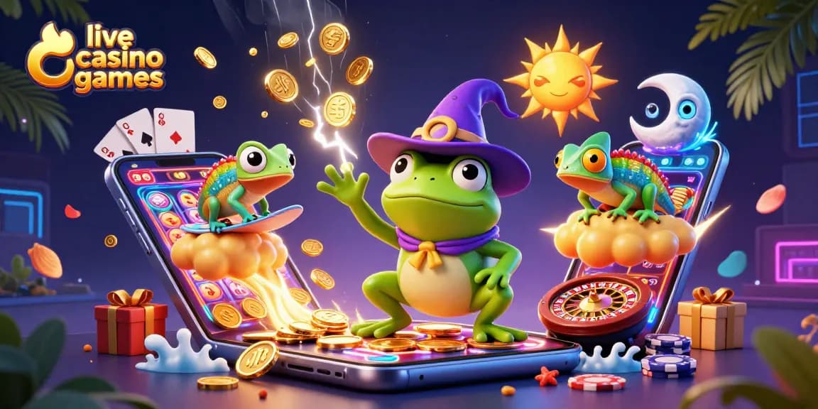 Experience thrilling live casino games with exciting characters in a dynamic, vibrant 3D scene.
