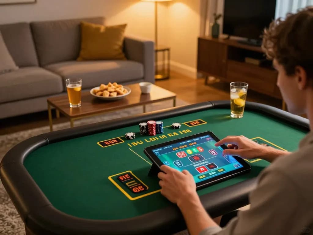 Enjoying ligasedayu online gaming experience on tablet in a cozy home setup.