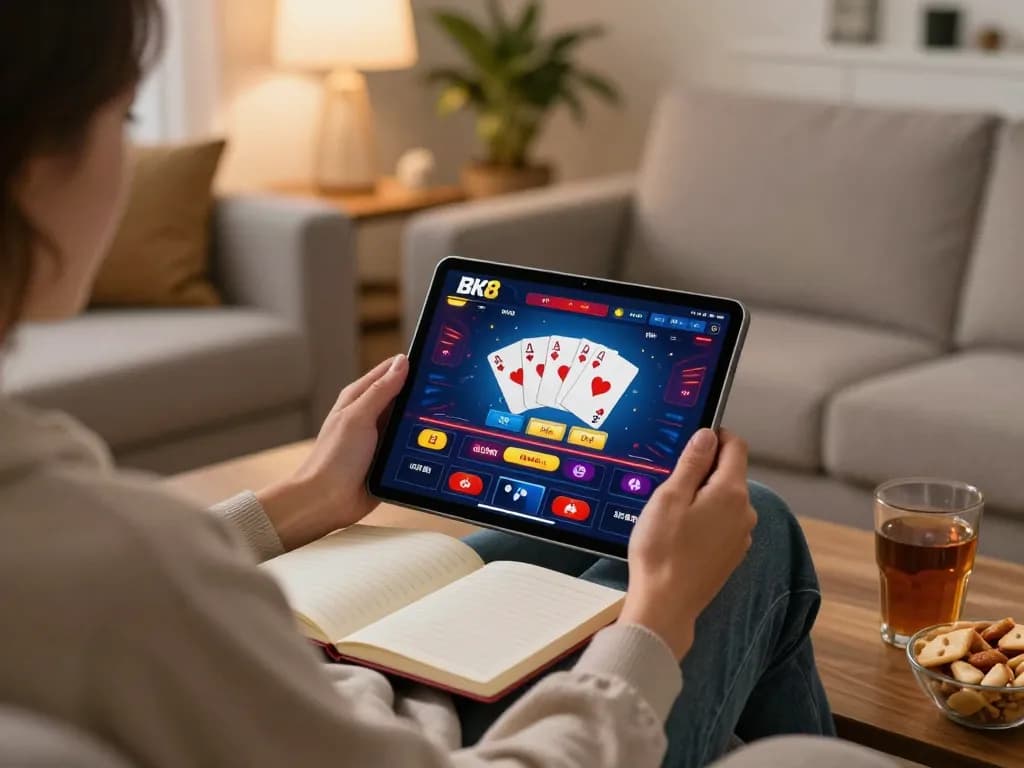 Players engage in strategic online gaming on the BK8 platform from a cozy home environment.