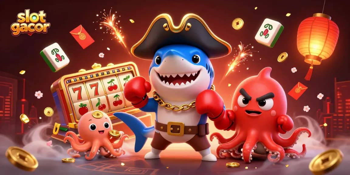Spin slot gacor with a vibrant pirate theme featuring characters and dynamic casino elements.