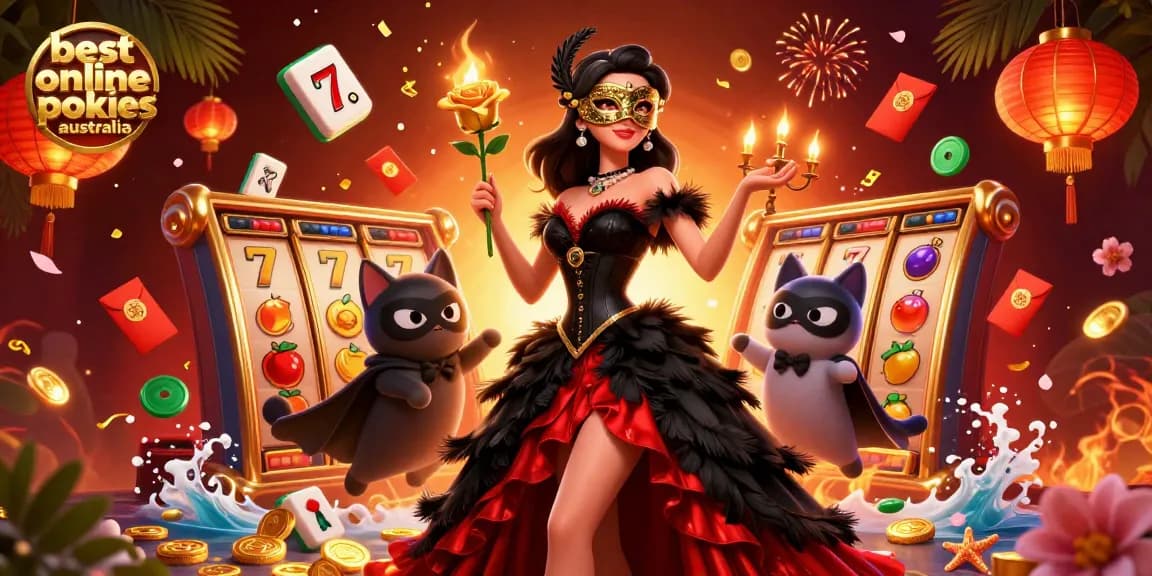 Win big with best online pokies australia in this vibrant 3D casino illustration featuring slot reels and gold coins.