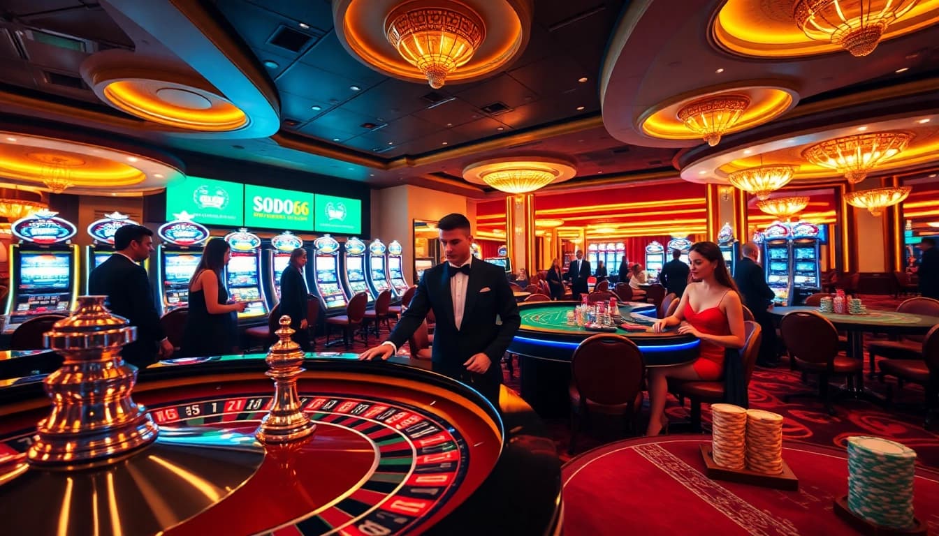 SODO66 guests enjoy exciting table games in a luxurious casino atmosphere.