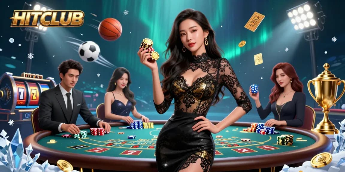 Engage with HITCLUB's vibrant gaming experience at a luxurious baccarat table featuring dynamic elements.