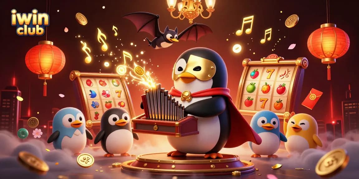 iwin club showcases vivid slot elements with animated coins and an acrobat for thrilling casino fun