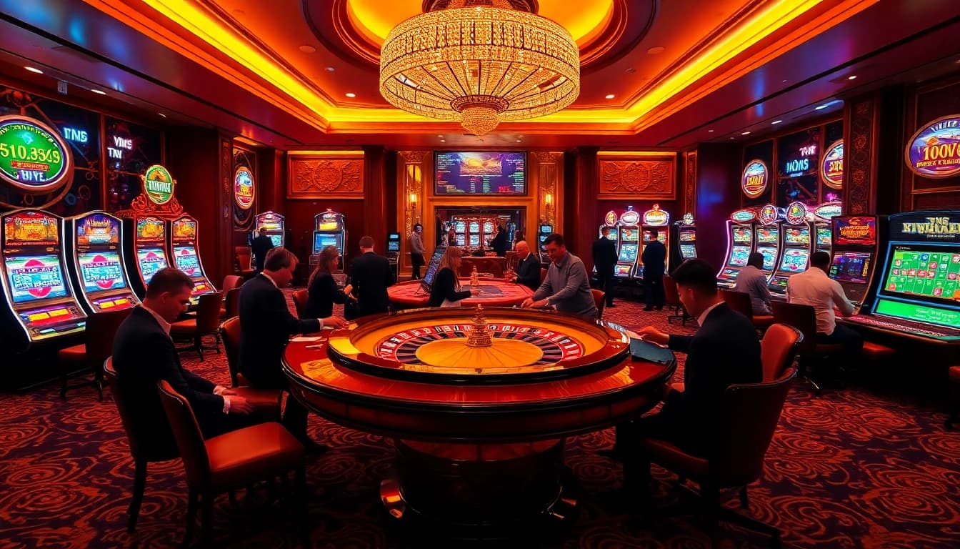 Experience king garuda138 thrills with players engaged in high-stakes roulette action at a luxurious casino.