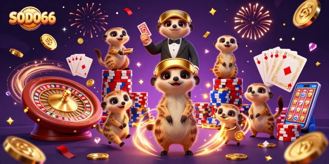 Experience thrilling gameplay at SODO66 with meerkats running an exciting casino.