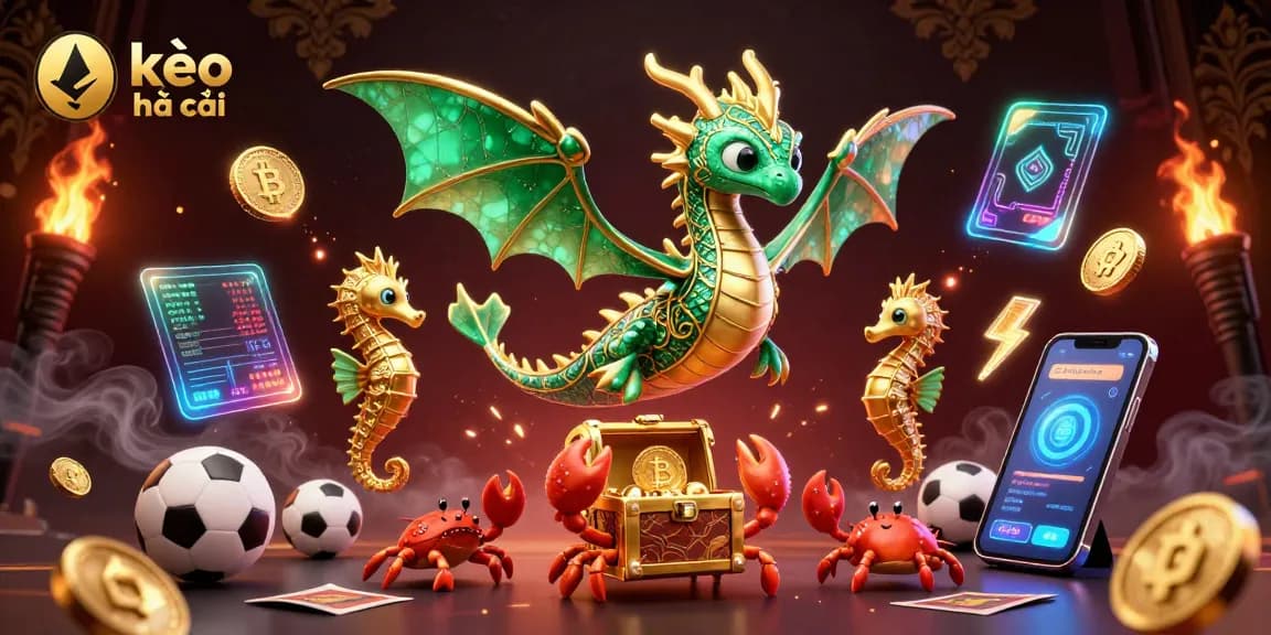 Experience sports betting excitement with kèo nhà cái, shown in a vibrant 3D illustration featuring powerful game elements.