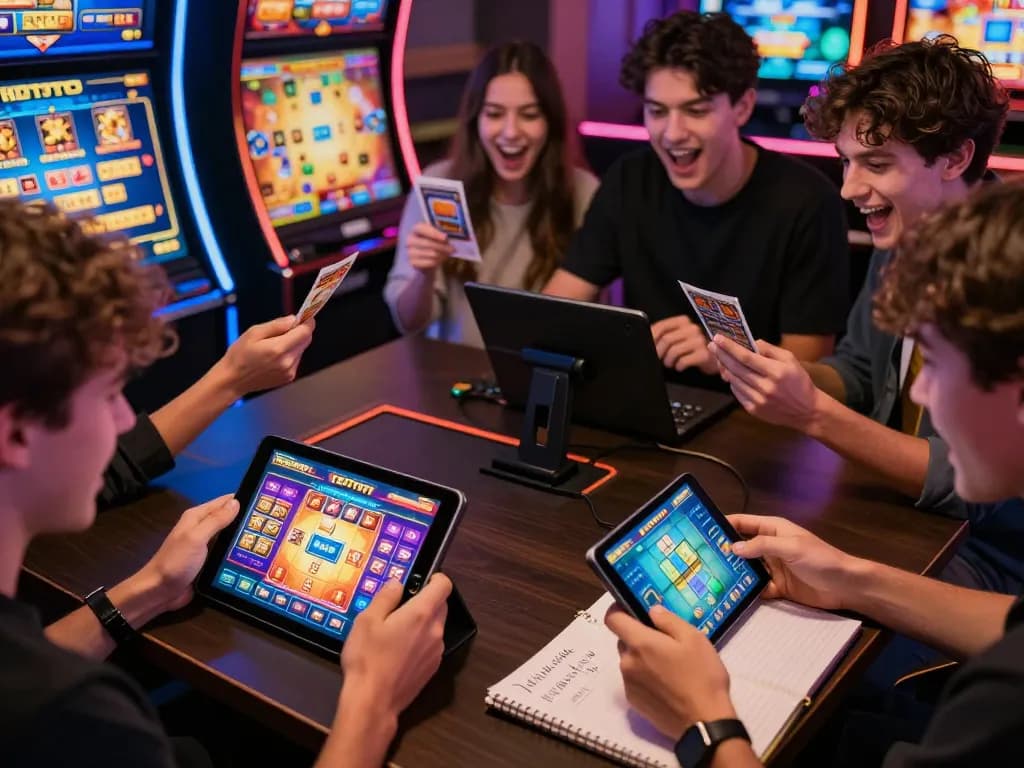 KDTOTO players cheering while exploring exciting online gaming slots and lottery options.