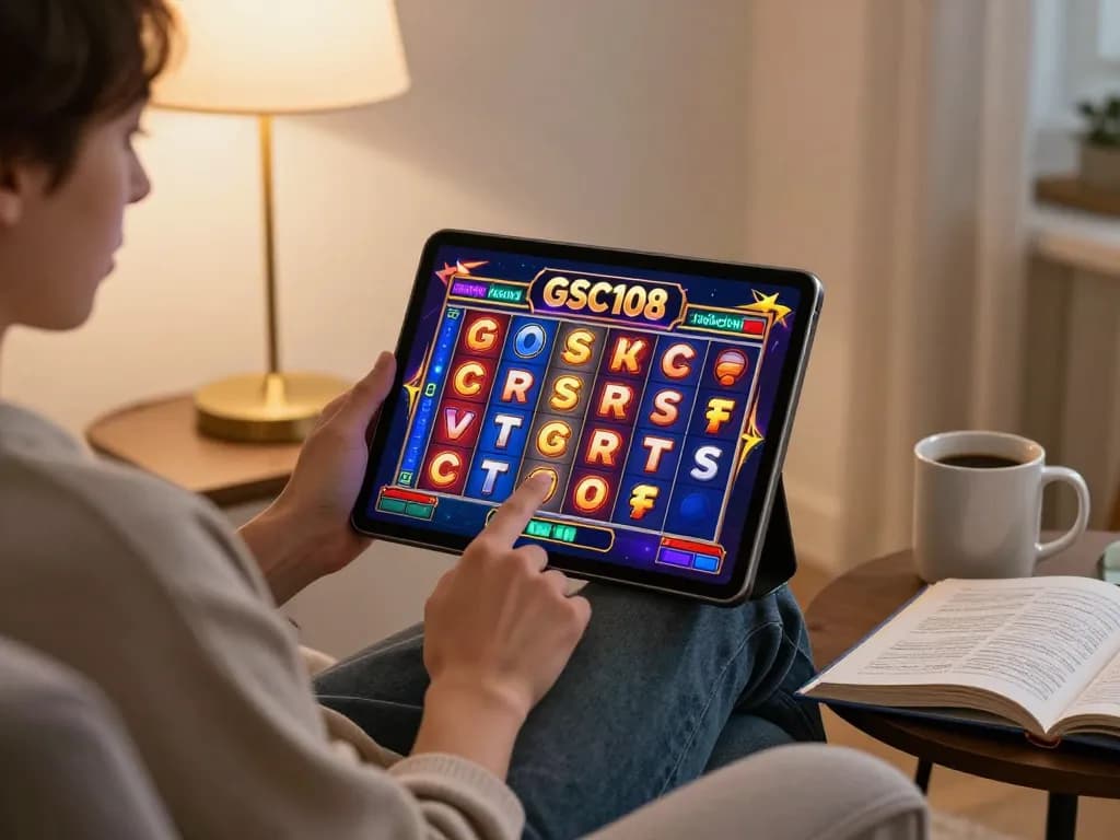 Engaging in online slot action featuring Gsc108 with vibrant graphics and cozy ambiance.