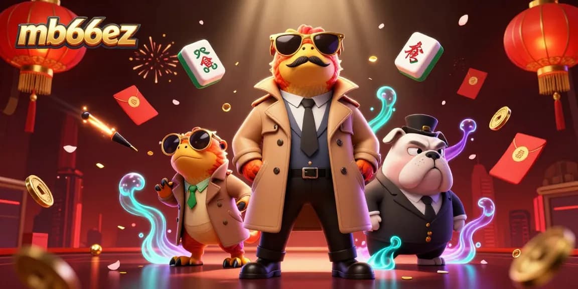 Engage with thrilling gambling adventures at mb66ez featuring a raptor trio and a bouncer in lively casino scene.