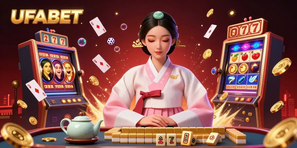Experience the thrill of UFABET with engaging slots and casino games in a vibrant 3D casino scene.
