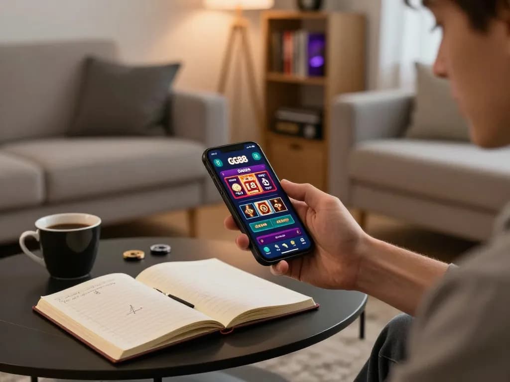 Using the GG88 app for online games in a cozy home setting, focusing on responsible gameplay.