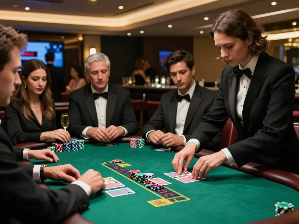 Players engaging in a thrilling game at MM88 live blackjack table, showcasing strategic play and excitement.